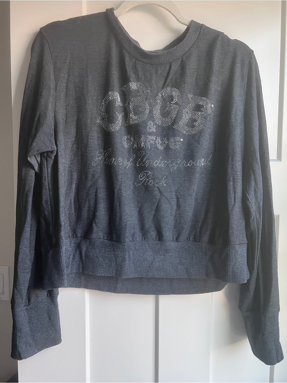CHASOR. Rhinestone Logo Scoop Neck Sweater — Black